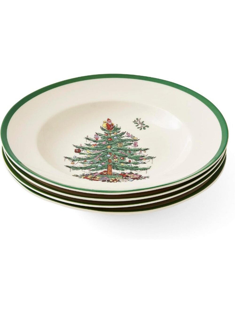 Festive 9" Soup Plates Set of 4 - Stoneware Bowls, Microwave & Dishwasher Safe